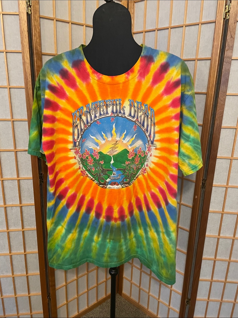 Grateful Dead Tie-Dye Sunburst Tee - Yellow, Orange, Red, Blue, Green